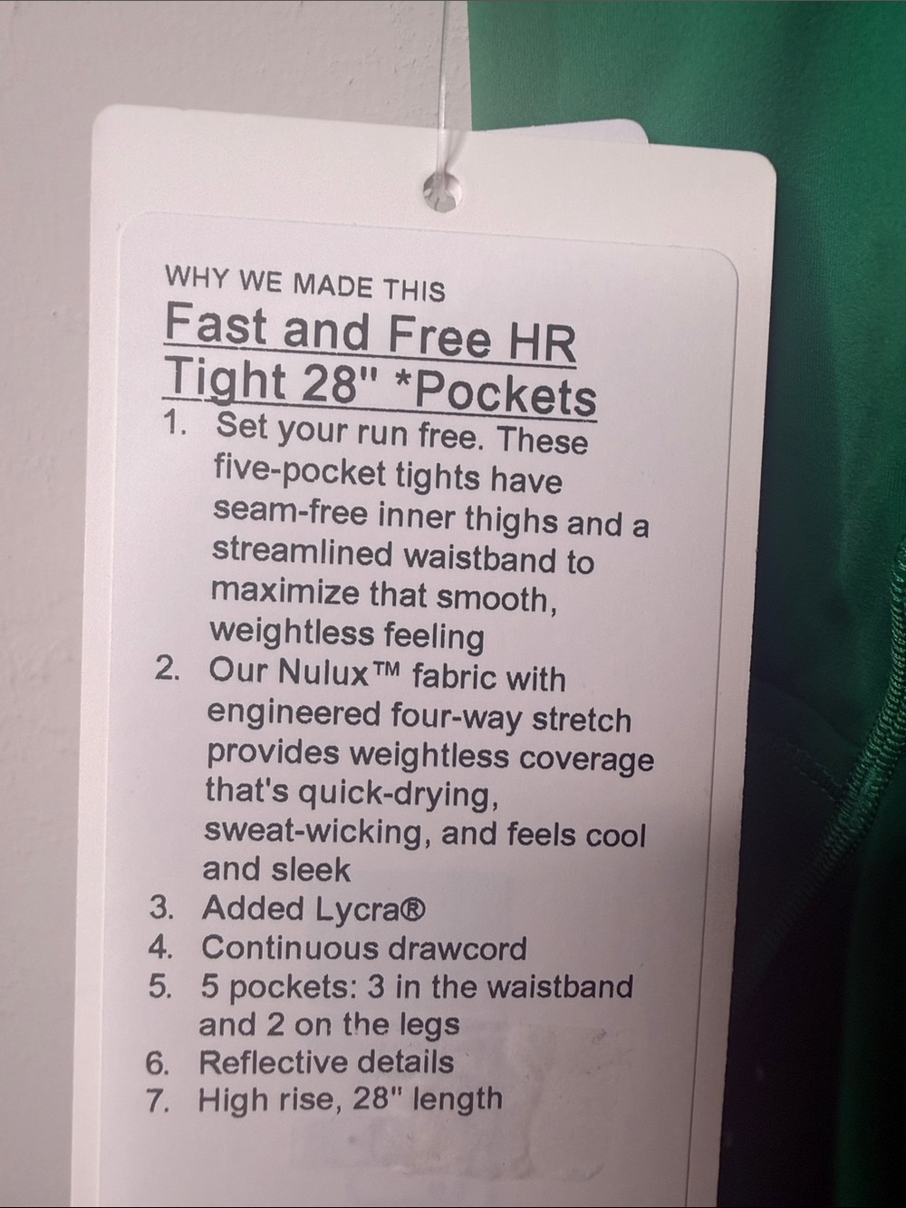 Lululemon Fast and Free HR Tight 28” *Pockets - Picture 5 of 6
